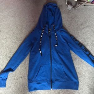 medium blue women’s vs pink hooded sweatshirt